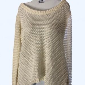 Almost Famous white off the shoulder sweater Size L crochet knit
